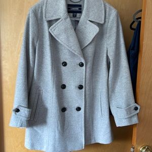 Gorgeous 20W Lands End Pale Grey Heather Peacoat! Worn 2 times.